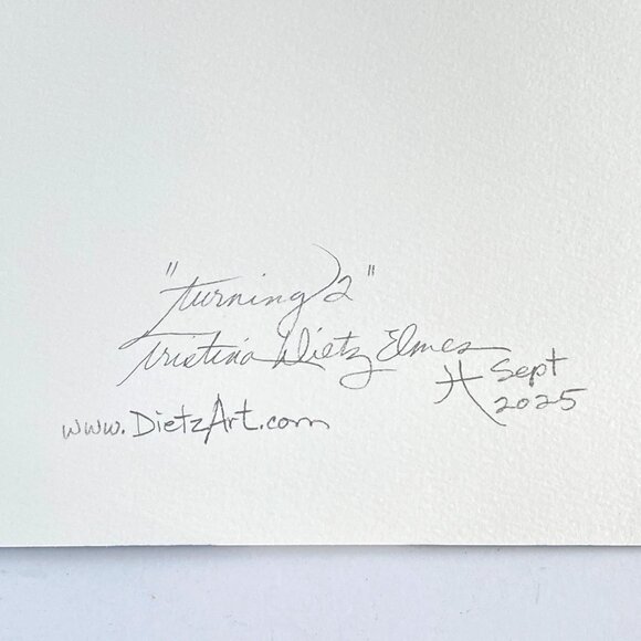 Turning 2 Original Art Bullseye Watercolor Painting on 8x8in Paper - Picture 5 of 6